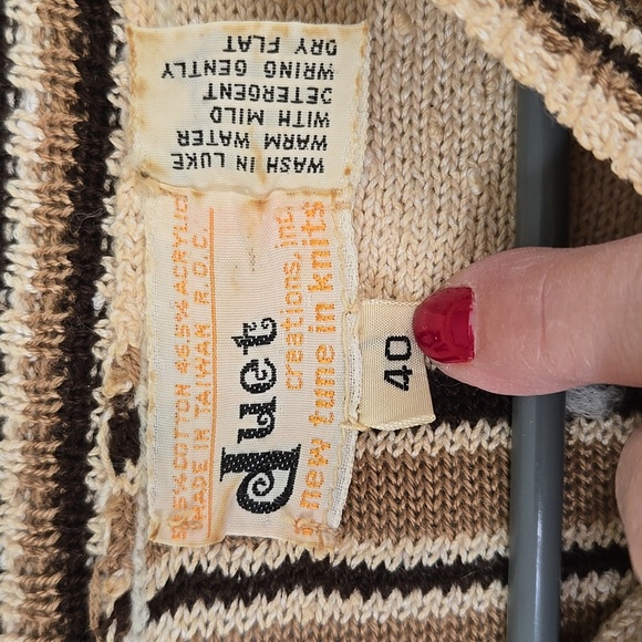 Vintage Brown Striped Sweater Top Size 40 - Picture 4 of 4
